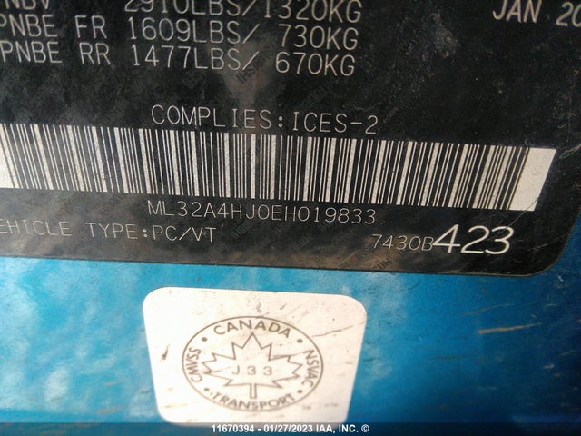 ML32A4HJ0EH019833 Mitsubishi MIRAGE ES