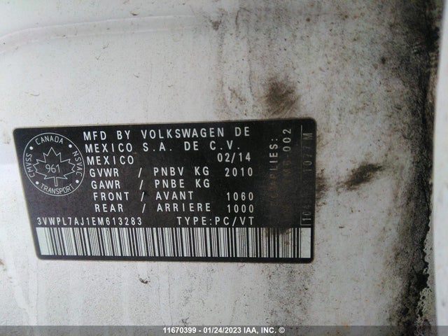 3VWPL7AJ1EM613283 Volkswagen JETTA TDI
