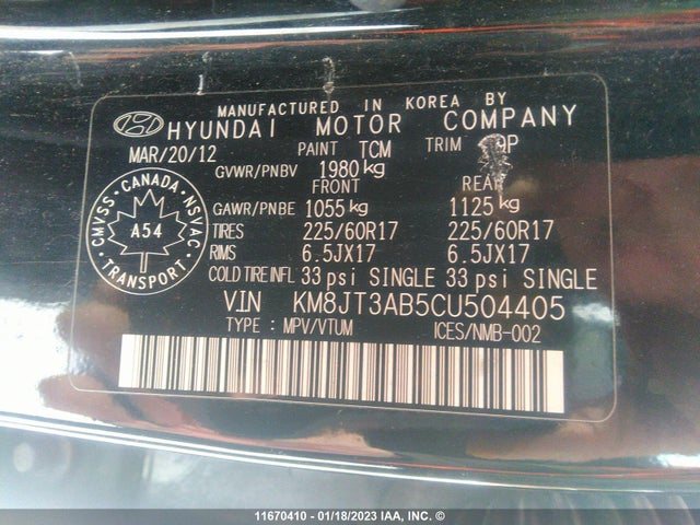 Hyundai Tucson Gl 2012 KM8JT3AB5CU504405 Image 9