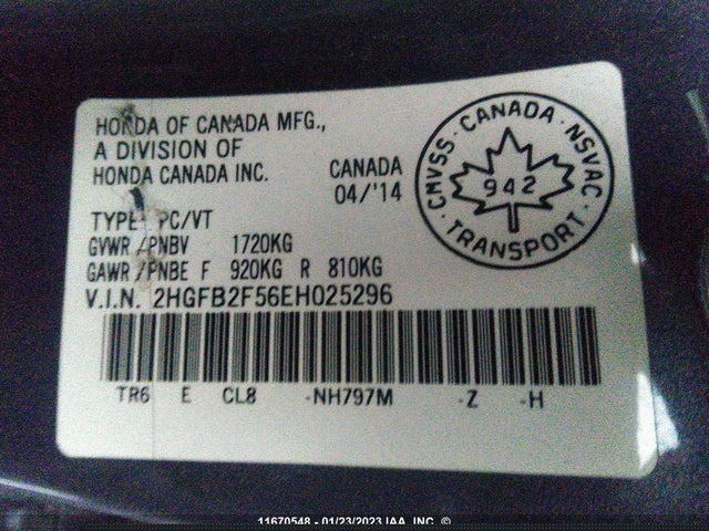 Honda Civic Lx 2014 2HGFB2F56EH025296 Image 9