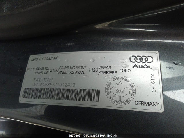 WAULC58E72A312473 Audi A4