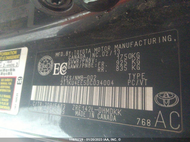 Toyota Corolla Matrix 2013 2T1KU4EE5DC034004 Image 10