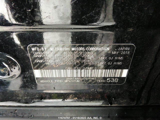 JA4AT4AA1JZ618963 Mitsubishi Eclipse