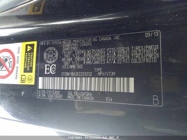 2T2BK1BA3EC229232 Lexus Rx 350/base/f Sport