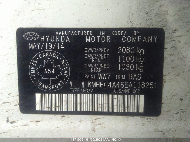 Hyundai SONATA HYBRID 2014 KMHEC4A46EA118251 Image 10