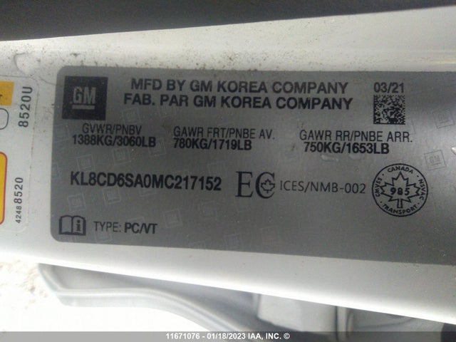 Chevrolet SPARK 1LT 2021 KL8CD6SA0MC217152 Image 9