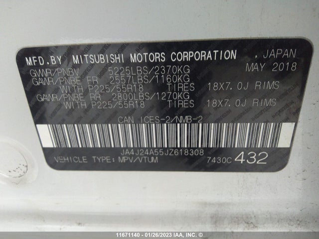 JA4J24A55JZ618308 Mitsubishi Outlander Se/gt