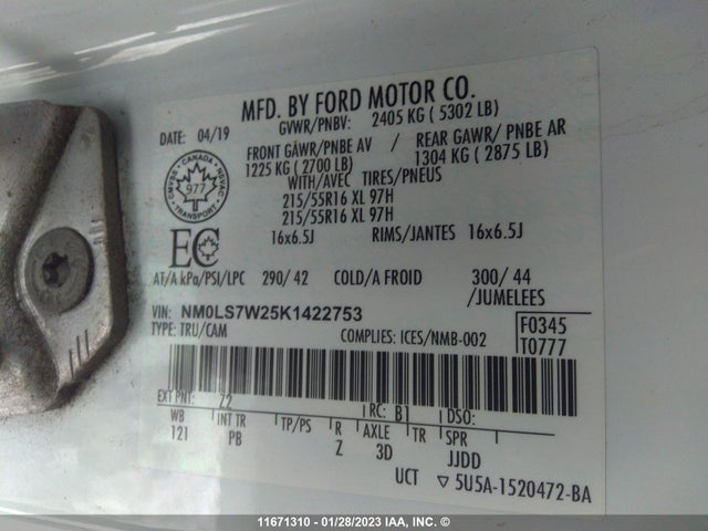 Ford Transit Connect 2019 NM0LS7W25K1422753 Image 10