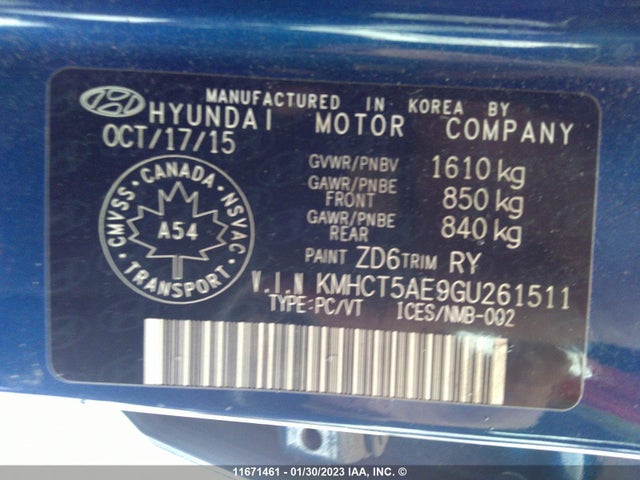 Hyundai ACCENT SE 2016 KMHCT5AE9GU261511 Image 9