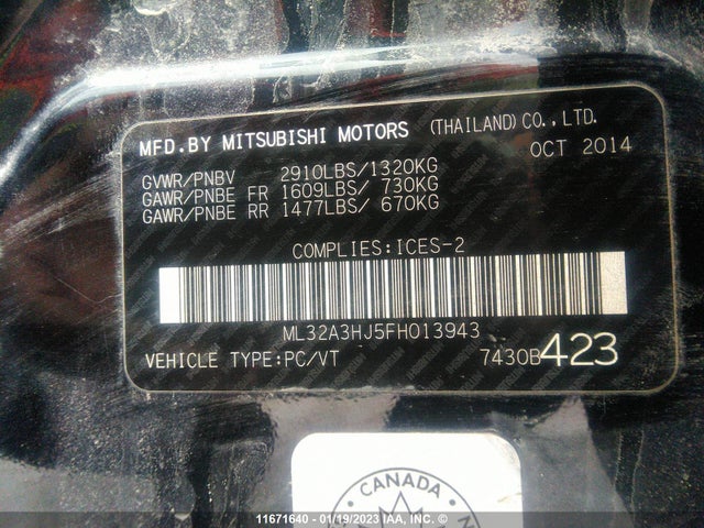 ML32A3HJ5FH013943 Mitsubishi MIRAGE DE