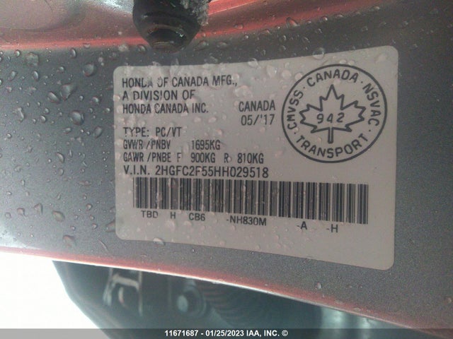 Honda Civic 2017 2HGFC2F55HH029518 Image 9