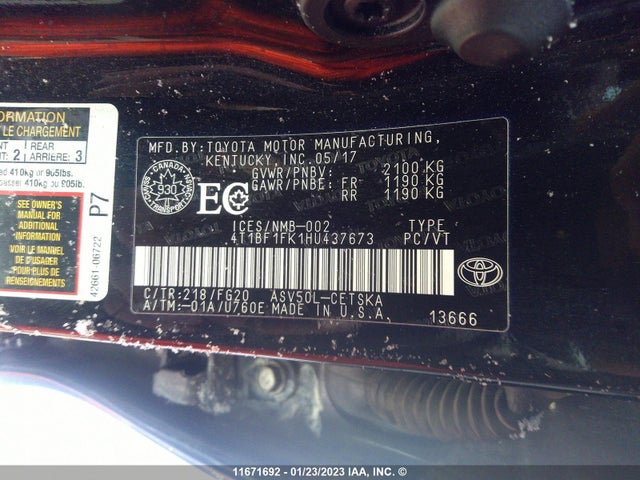 Toyota CAMRY 2017 4T1BF1FK1HU437673 Image 9