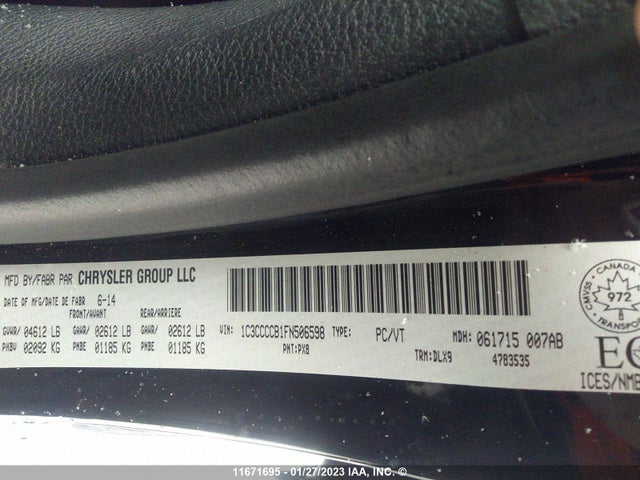 Chrysler 200 C 2015 1C3CCCCB1FN506598 Image 9