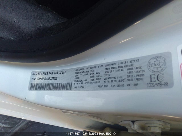 1C6SRFJT8NN338502 RAM 1500 Laramie