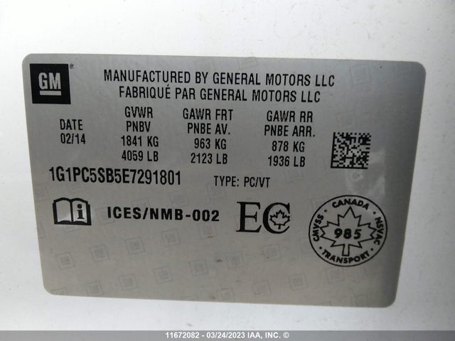 Chevrolet Cruze 2014 1G1PC5SB5E7291801 Image 9