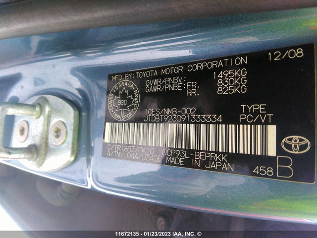 Toyota Yaris 2009 JTDBT923091333334 Image 10