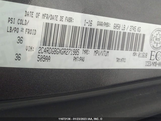 Dodge Grand Caravan Se 2016 2C4RDGBGXGR271985 Image 9