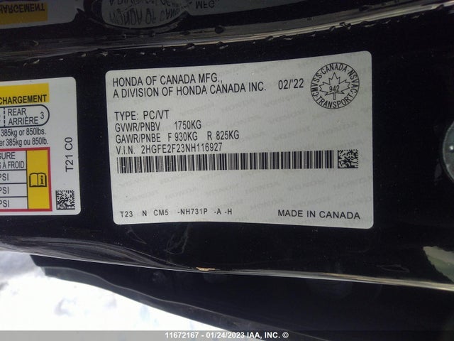 Honda Civic Lx 2022 2HGFE2F23NH116927 Image 10