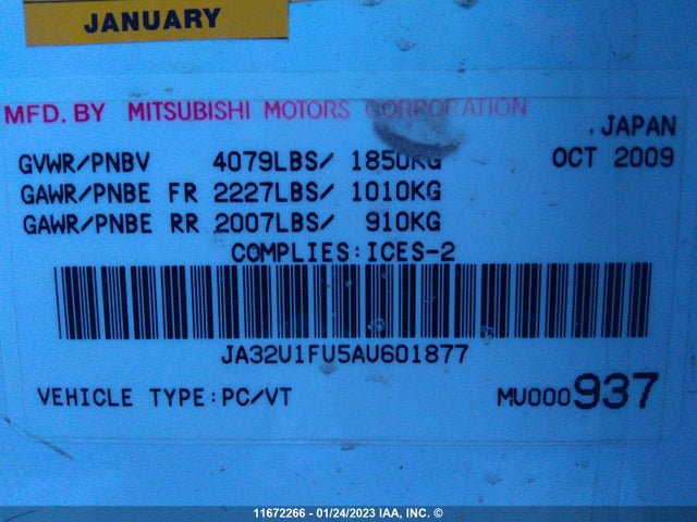 JA32U1FU5AU601877 Mitsubishi LANCER DE