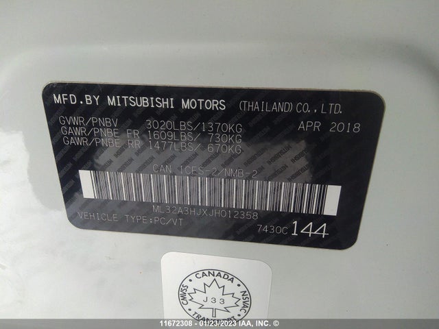 ML32A3HJXJH012358 Mitsubishi MIRAGE ES