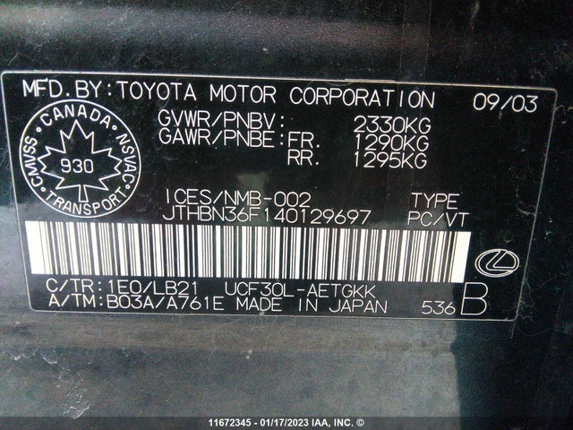 Lexus LS 430 2004 JTHBN36F140129697 Image 10