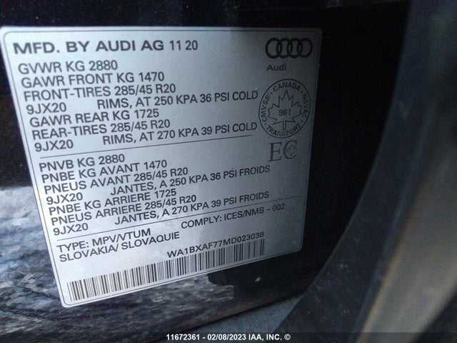 WA1BXAF77MD023038 Audi Q7 Komfort