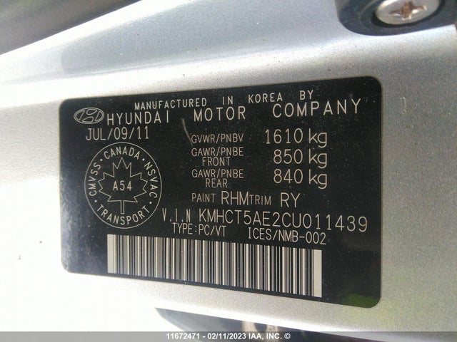 Hyundai Accent Gls/gs 2012 KMHCT5AE2CU011439 Image 10