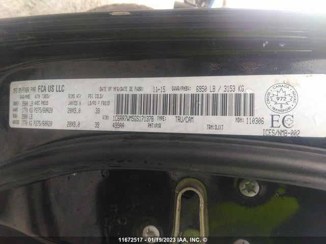 RAM 1500 Longhorn 2016 1C6RR7WM5GS171378 Image 11