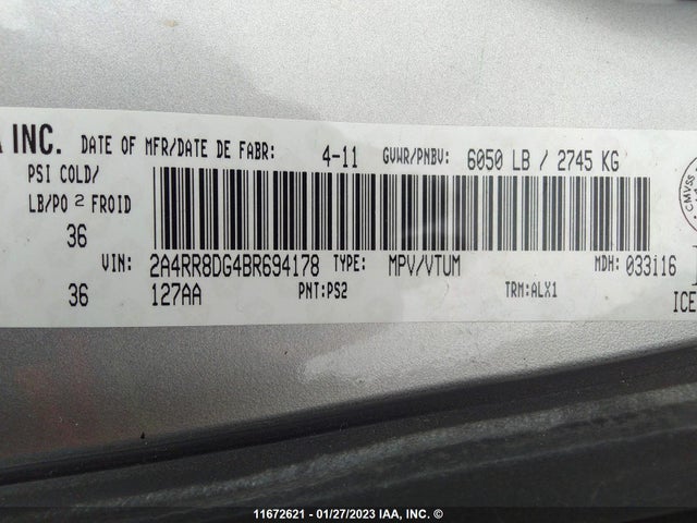 2A4RR8DG4BR694178 Chrysler Town & Country Touring L