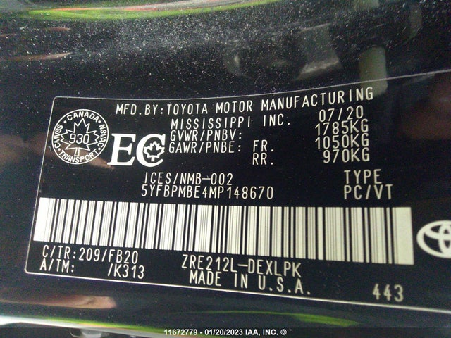 Toyota COROLLA LE 2021 5YFBPMBE4MP148670 Image 10
