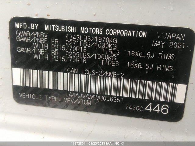 JA4AJVAW8MU606351 Mitsubishi Rvr Se/sel/le/gt
