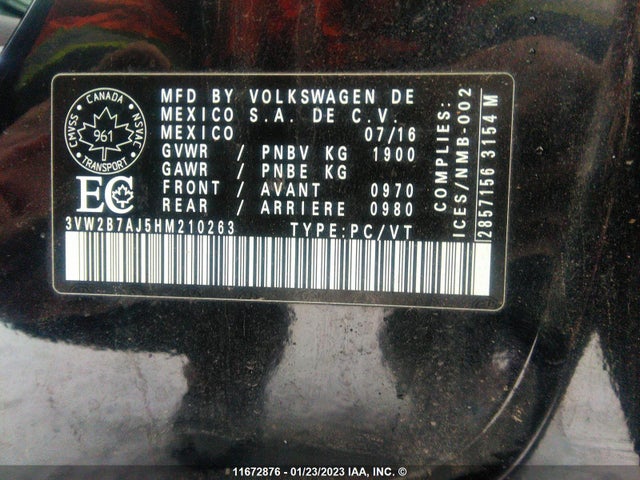 Volkswagen JETTA S 2017 3VW2B7AJ5HM210263 Image 9