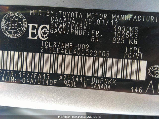 Toyota Matrix 2013 2T1LE4EE4DC023108 Image 10