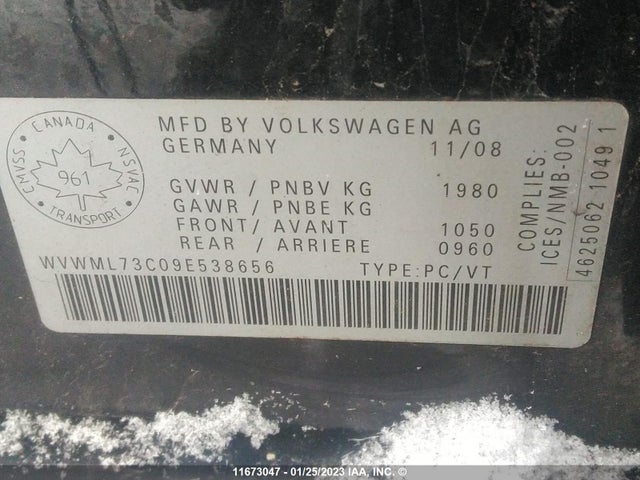 Volkswagen CC SPORT 2009 WVWML73C09E538656 Image 10