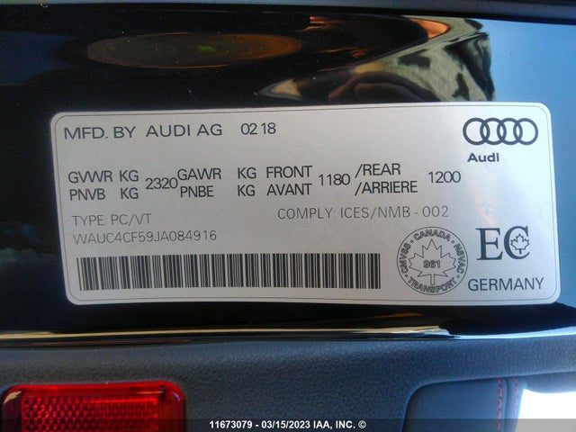 WAUC4CF59JA084916 Audi S5 Prestige