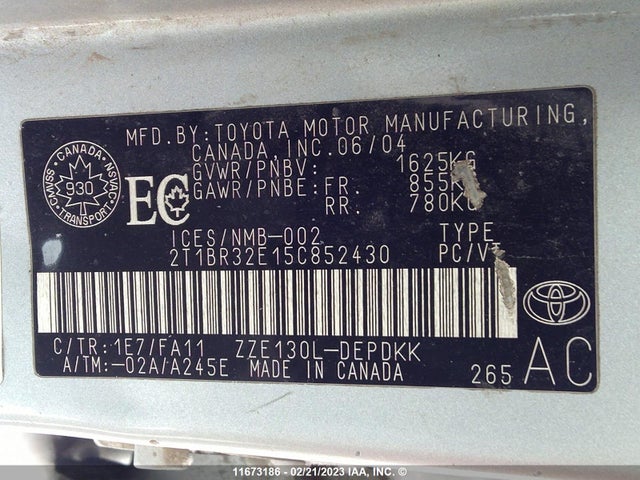 Toyota COROLLA CE/LE/S 2005 2T1BR32E15C852430 Image 11