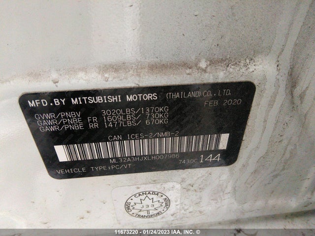 ML32A3HJXLH007986 Mitsubishi MIRAGE ES