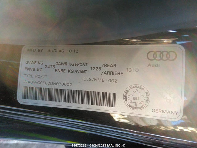 WAUWGCFC2DN070002 Audi A7 Quattro