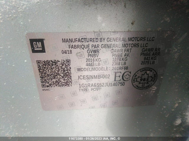 Chevrolet VOLT LT 2018 1G1RA6S52JU140750 Image 9