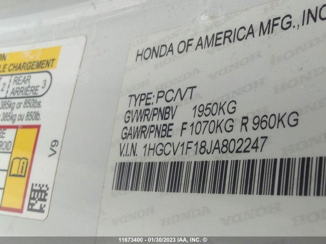 Honda ACCORD LX 2018 1HGCV1F18JA802247 Image 9