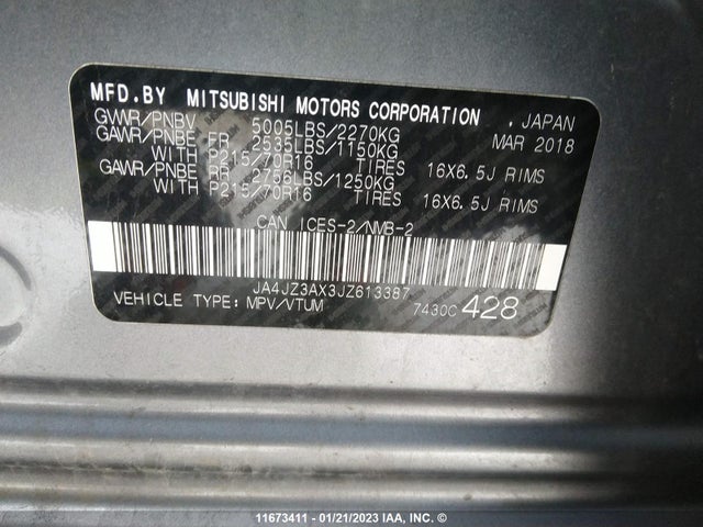 JA4JZ3AX3JZ613387 Mitsubishi Outlander Se/sel