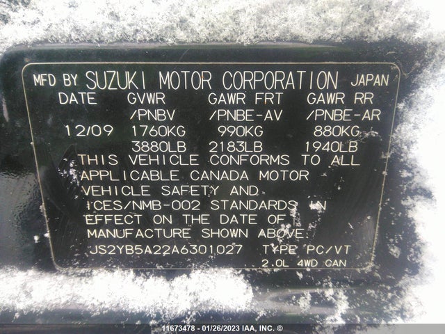 Suzuki Sx4 Jx 2010 JS2YB5A22A6301027 Image 9