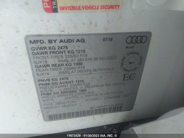 WA1ANAFY1J2216478 Audi Q5 PREMIUM