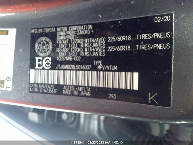 JTJGARDZ8L5016007 Lexus NX