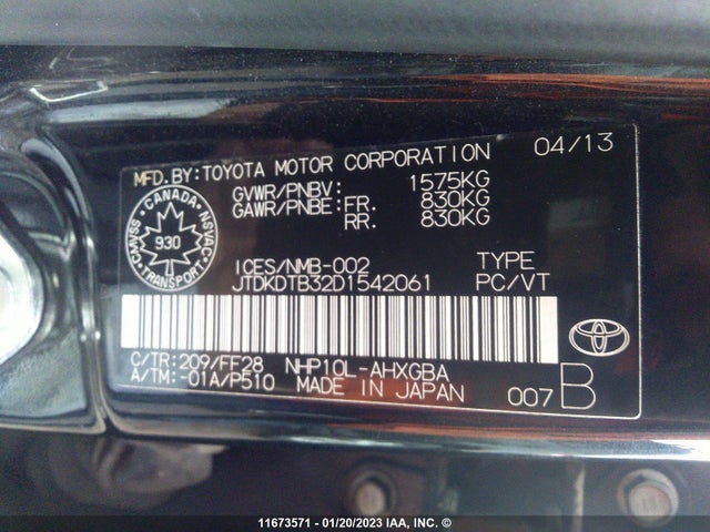 Toyota PRIUS C 2013 JTDKDTB32D1542061 Image 10