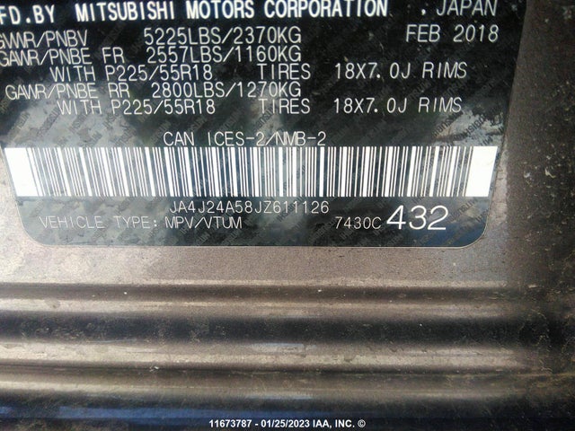 JA4J24A58JZ611126 Mitsubishi Outlander