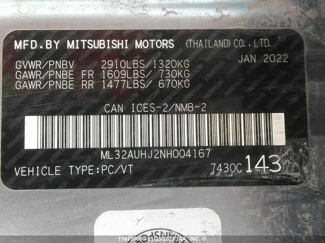 ML32AUHJ2NH004167 Mitsubishi Mirage Es/le