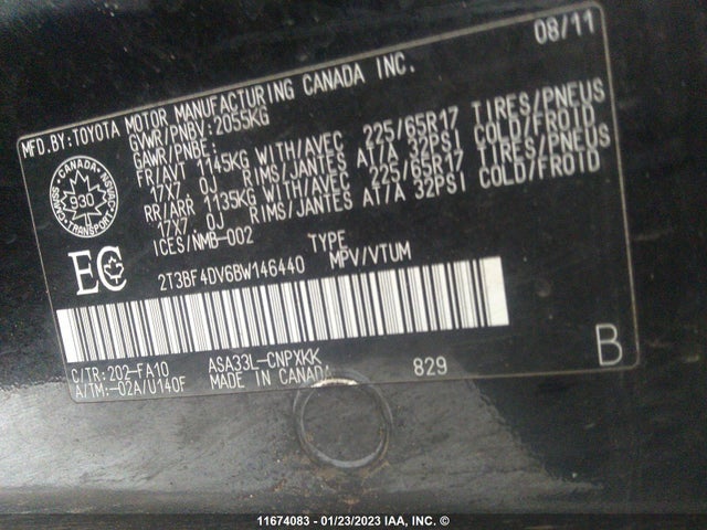 Toyota RAV4 2011 2T3BF4DV6BW146440 Image 9
