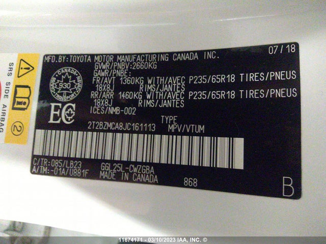 2T2BZMCA8JC161113 Lexus Rx 350/base/f Sport