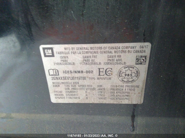 Chevrolet EQUINOX LT 2018 2GNAXSEV1J6119708 Image 9